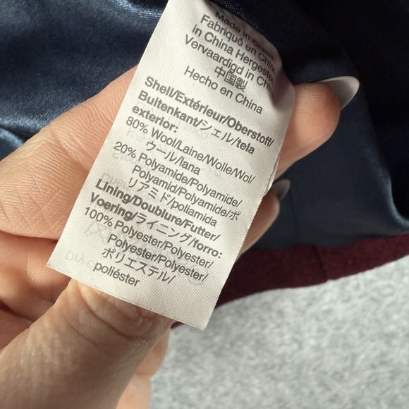 J Crew Cocoon‎ Nello Gori Italian Stadium Cloth Coat Womens 2 Burgundy Full Zip - Picture 10 of 14